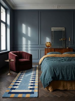 Wollteppich Kurzflor handgetuftet geometrisch Bordüre - WENSUM Kadima Design