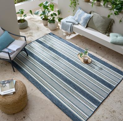 In- und Outdoor Teppich Flachgewebe gestreift wetterfest - FLEET Kadima Design