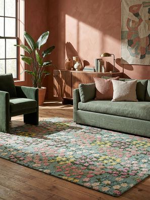 Wollteppich handgetuftet floral Hoch-Tief rustikal - VALE Kadima Design
