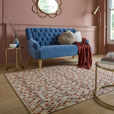 Flachgewebe Teppich Kreuz Rauten geometrisch Boho - COQUET Kadima Design