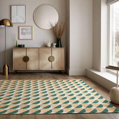 Flachgewebe Teppich Kreis geometrisch modern Retro - COQUET Kadima Design
