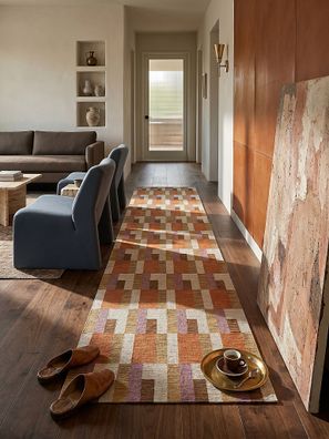 Flachgewebe Teppich Kachel geometrisch modern Flur - COQUET Kadima Design