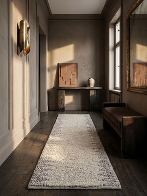 Wollteppich handgewebt Boho Skandinavisch Naturteppich Wohnzimmer - MEDWAY Kadima