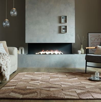 Wollteppich modern geometrisch Zickzack Wohnzimmer Schlafzimmer Flur - ESK Kadima