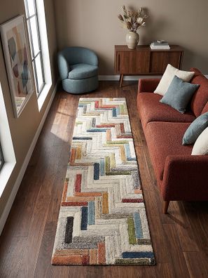 Wollteppich modern Fischgrät geometrisch Wohnzimmer Schlafzimmer Flur - ESK Kadima