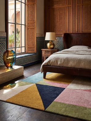 Wollteppich modern geometrisch strapazierfähig Wohnzimmer Esszimmer - DEBEN Kadima