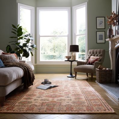 Juteteppich Flachgewebe orientalisch Boho Naturfaser Wohnzimmer Flur - AVILL Kadima