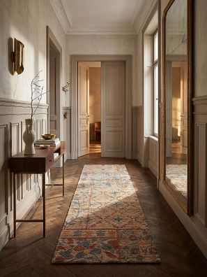 Juteteppich Patchwork Flachgewebe Boho Naturfaser Wohnzimmer Flur - AVILL Kadima
