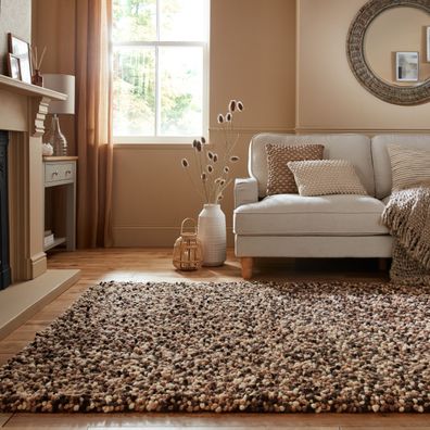 Wollteppich Hochflor unifarben weich luxuriös Wohnzimmer Schlafzimmer - BEAM Kadima
