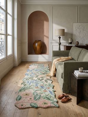 Wollteppich handgetuftet floral botanisch rustikal Boho Wohnzimmer - CHAR Kadima