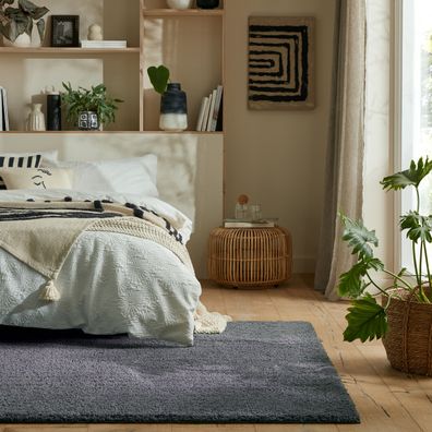 Teppich Hochflor waschbar flauschig unifarben weich Schlafzimmer - Gipping Kadima