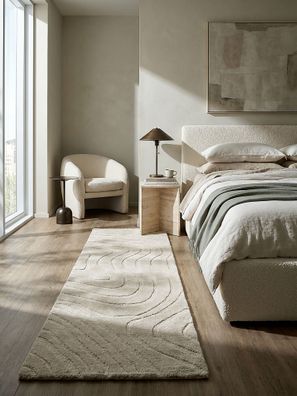 Wollteppich handgetuftet Wellenmuster abstrakt modern Wohnzimmer - LEVEN Kadima