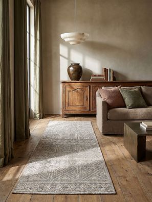 Teppich waschbar Ethno geometrisch Boho Kurzflor recycelt Wohnzimmer - LEAM Kadima