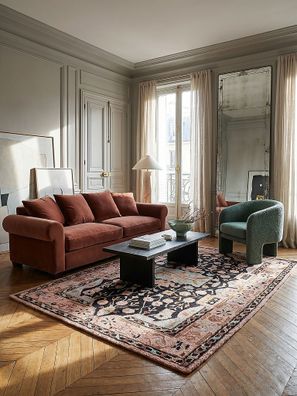 Wollteppich handgetuftet Blumenmuster orientalisch klassisch Wohnzimmer - SOAR Kadima