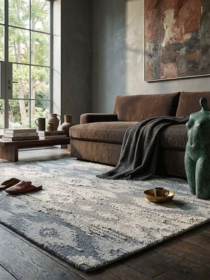 Wollteppich handgetuftet Ikat Ethno Boho modern Wohnzimmer Esszimmer - SOAR Kadima