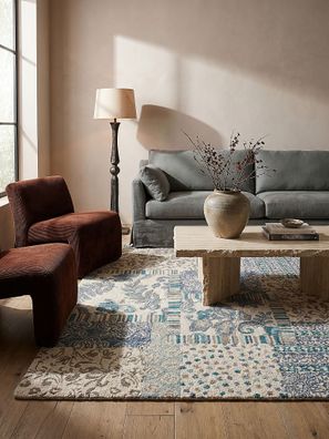 Wollteppich handgetuftet Patchwork floral Boho Wohnzimmer Esszimmer - SOAR Kadima