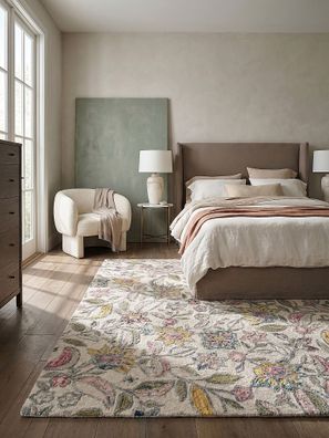 Wollteppich handgetuftet floral botanisch klassisch Boho Wohnzimmer - SOAR Kadima