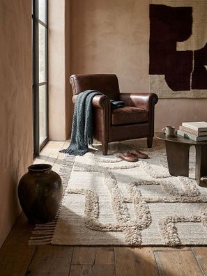 Wollteppich handgetuftet abstrakt Hoch-Tief modern Boho Wohnzimmer - FOWEY Kadima