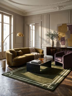 Wollteppich Art Deco Bordüre klassisch elegant Wohnzimmer Esszimmer - GLEN Kadima