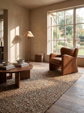 Wollteppich Flachgewebe unifarben minimalistisch zeitlos Wohnzimmer - OTLEY Kadima