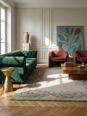 Wollteppich floral handgetuftet Kurzflor Natural Living Wohnzimmer - SOAR Kadima