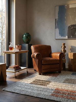Wollteppich Flachgewebe geometrisch modern Naturteppich Schlafzimmer - ALDER Kadima