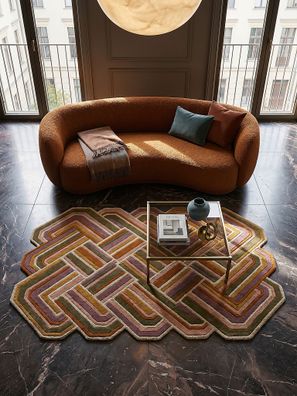 Wollteppich geometrisch handgetuftet Hoch-Tief modern weich Wohnzimmer - SOAR Kadima