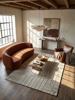 Wollteppich abstrakt Kurzflor modern skandinavisch zeitlos Wohnzimmer - EDALE Kadima