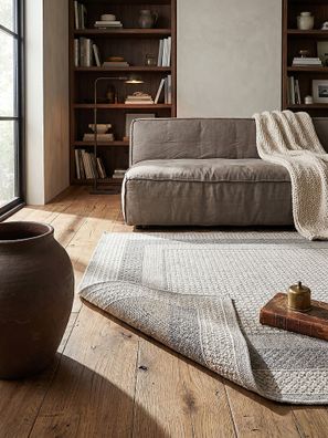 Waschbarer Kurzflorteppich Bordüre modern pflegeleicht Flur - NORA Kadima Design