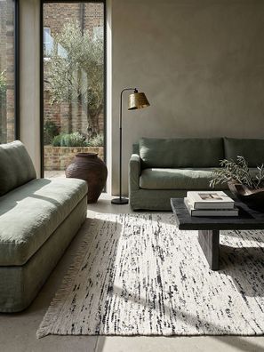Flachgewebe Wollteppich Streifen Naturfaser Boho Landhaus - TIREE Kadima Design