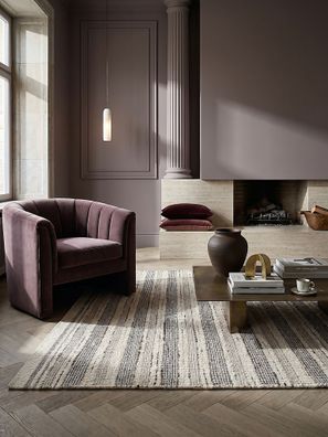 Flachgewebe Wollteppich Streifen modern Naturfaser Schlafzimmer - HYTHE Kadima Design