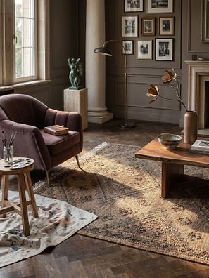 Naturfaser Teppich Jute Wolle Vintage Boho rustikal Wohnzimmer - BERMEO Kadima Design