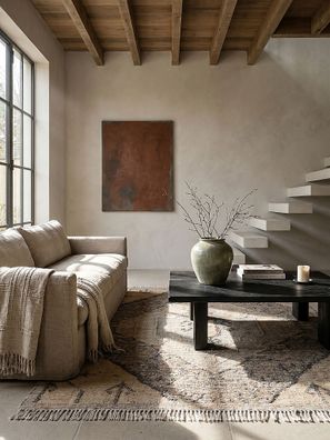Naturfaser Teppich Wolle Jute Vintage Boho Wohnzimmer rustikal - BERMEO Kadima Design