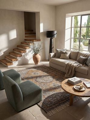 Juteteppich Wolle Naturfaser Vintage Boho rustikal Wohnzimmer - BERMEO Kadima Design