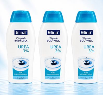 3x250ml Elina Bodymilk Urea 3% Körperlotion für empfindliche Haut Pflege Body Milk