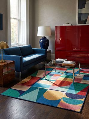 Wollteppich geometrisch Kurzflor Boho Retro pflegeleicht - DAHLIA Kadima Design