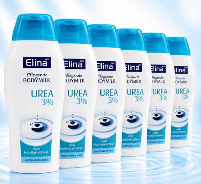 6x250ml Elina Bodymilk Urea 3% Körperlotion für empfindliche Haut Pflege Body Milk