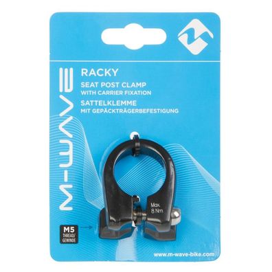 M-Wave Racky Sattelklemme 31,8 mm Alu schwarz mit M5-Gewindeösen fér Gepäckträger