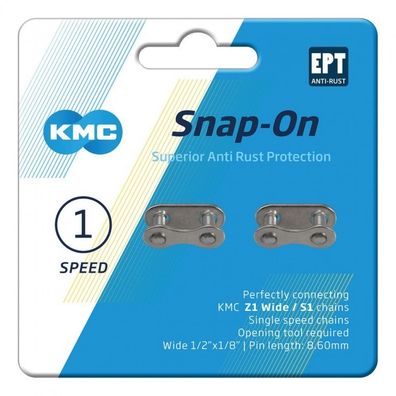 KMC Snap-On Wide EPT 1s Verschlußglied 1-fach Wide silber - moderne Ausféhrung