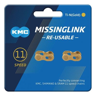 KMC MissingLink 11R Ti-N Gold, 2 Stéck, Kettenschloss 11-fach 5,65mm, langlebig, wied