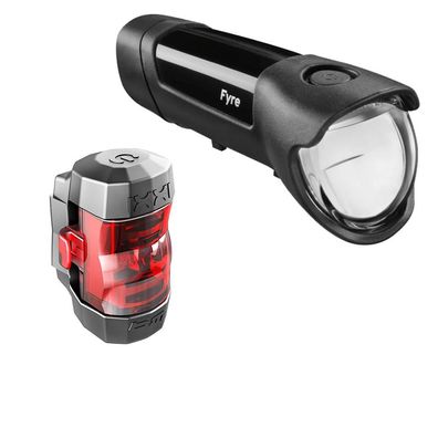 Busch + Méller IXON Fyre + IXXI LED Fahrradbeleuchtungsset, 30 Lux Frontlicht, USB-au