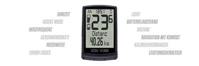 Sigma EOX VIEW 1300 E-Bike-Computer Schwarz - Kabelloses Display mit Komoot-Navigatio