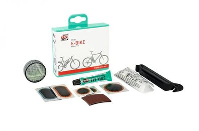 Rema Tip Top TT09 E-Bike Flickzeug-Set mit Lochfinder, Vulkanisierfléssigkeit & Monti