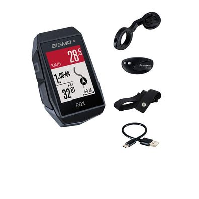 Sigma Computer ROX 11.1 EVO GPS Fahrradcomputer HR Set Schwarz - 150 Funktionen, Trac