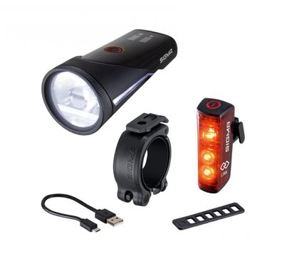 Sigma Licht AURA 100 USB & BLAZE Link Fahrradlicht-Set - 100 Lux Scheinwerfer mit Bre