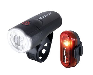 SIGMA AURA 30/Curve Fahrradbeleuchtungsset: 30 Lux Frontlicht, 40 m Reichweite, 2 Leu