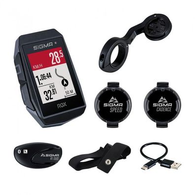 Sigma ROX 11.1 EVO GPS Fahrradcomputer mit Sensor Set Schwarz - 150+ Funktionen & Nav
