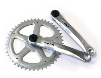 Amar Kurbelgarnitur ALU 4-KT. Einfach 38Z. 170MM SCHW./SILBER - Kettenradgarnitur
