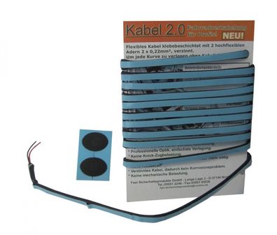 FASI Lichtkabel 2.0, selbstklebend, 2 m Länge, 2 Endstécke, flexibel, schwarz, einfac