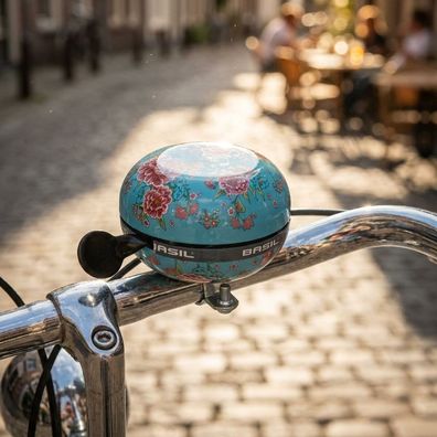 Basil Ding-Dong Bike-Klingel Bloom 80 mm emerald green - lauter 2-Ton Metall-Klang, S
